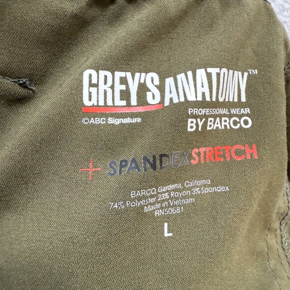 Greys Anatomy By Barco Spandex Stretch Olive Scrub Pants L Adjustable Drawstring - Picture 4 of 9